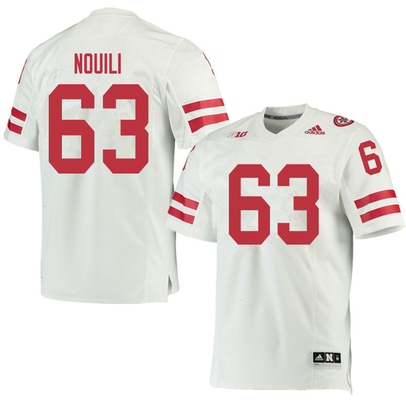 Men #63 Nouredin Nouili Nebraska Cornhuskers College Football Jerseys Sale-White - Click Image to Close